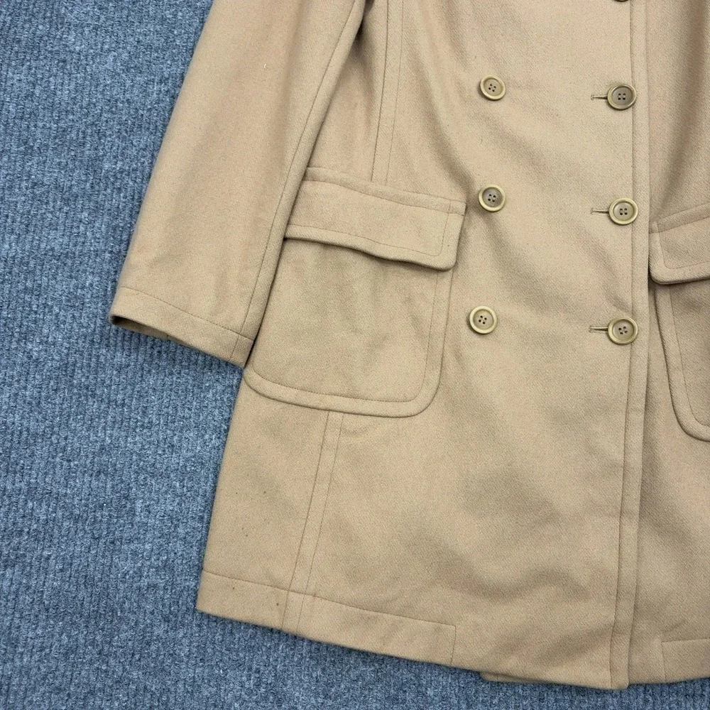 J Crew Pea Coat Womens S Tan Wool Blend Double Breasted Classic Outerwear - Picture 2 of 9
